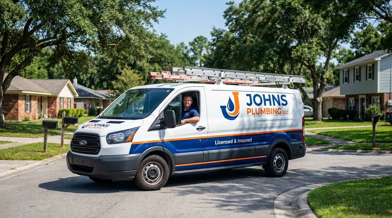 Johns Plumbing LLC service van in Quakertown, PA