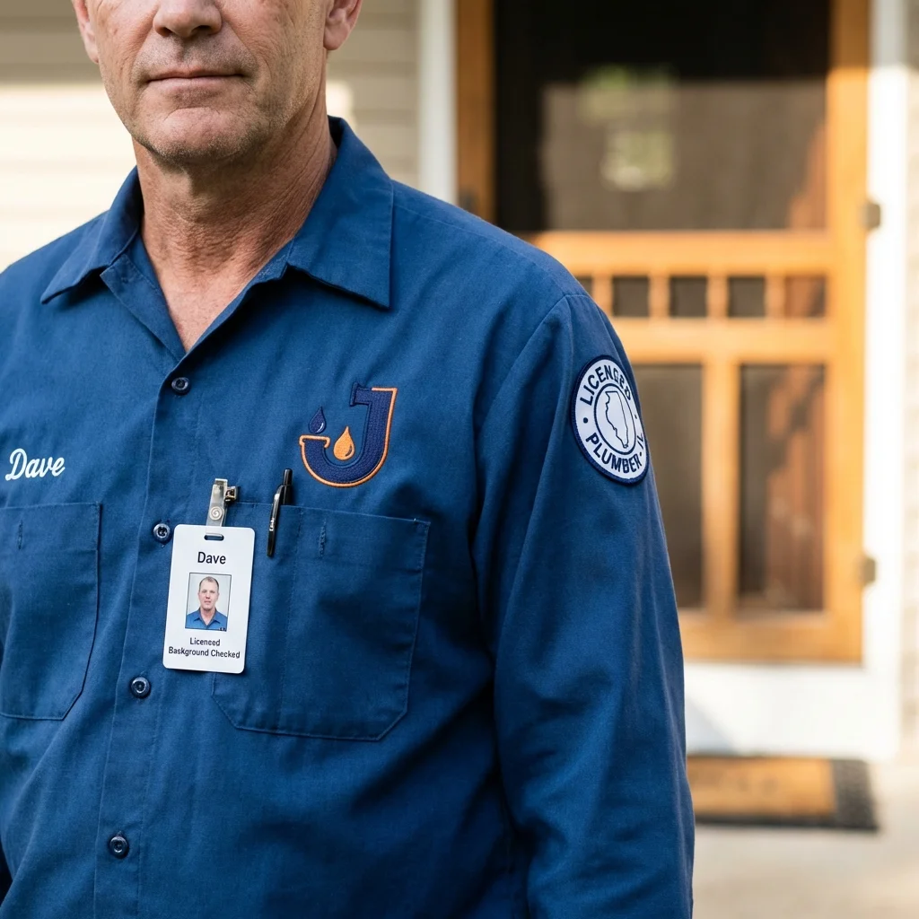 Licensed plumber showing ID badge in Quakertown, PA