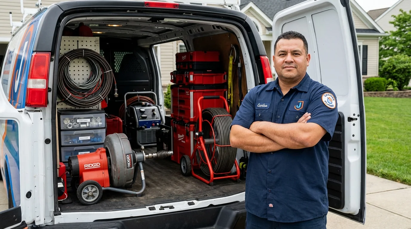 Professional drain cleaning equipment and Johns Plumbing LLC plumber in Quakertown