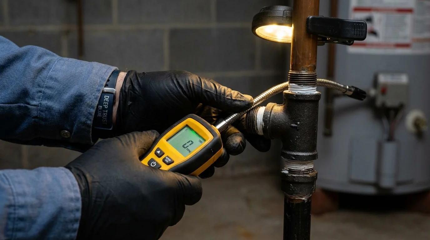 Gas leak detection with electronic sniffer by Johns Plumbing LLC in Quakertown